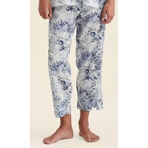 Papinelle Toile de Jouy Blue 100% Cotton Cropped Pajama Pant Size M